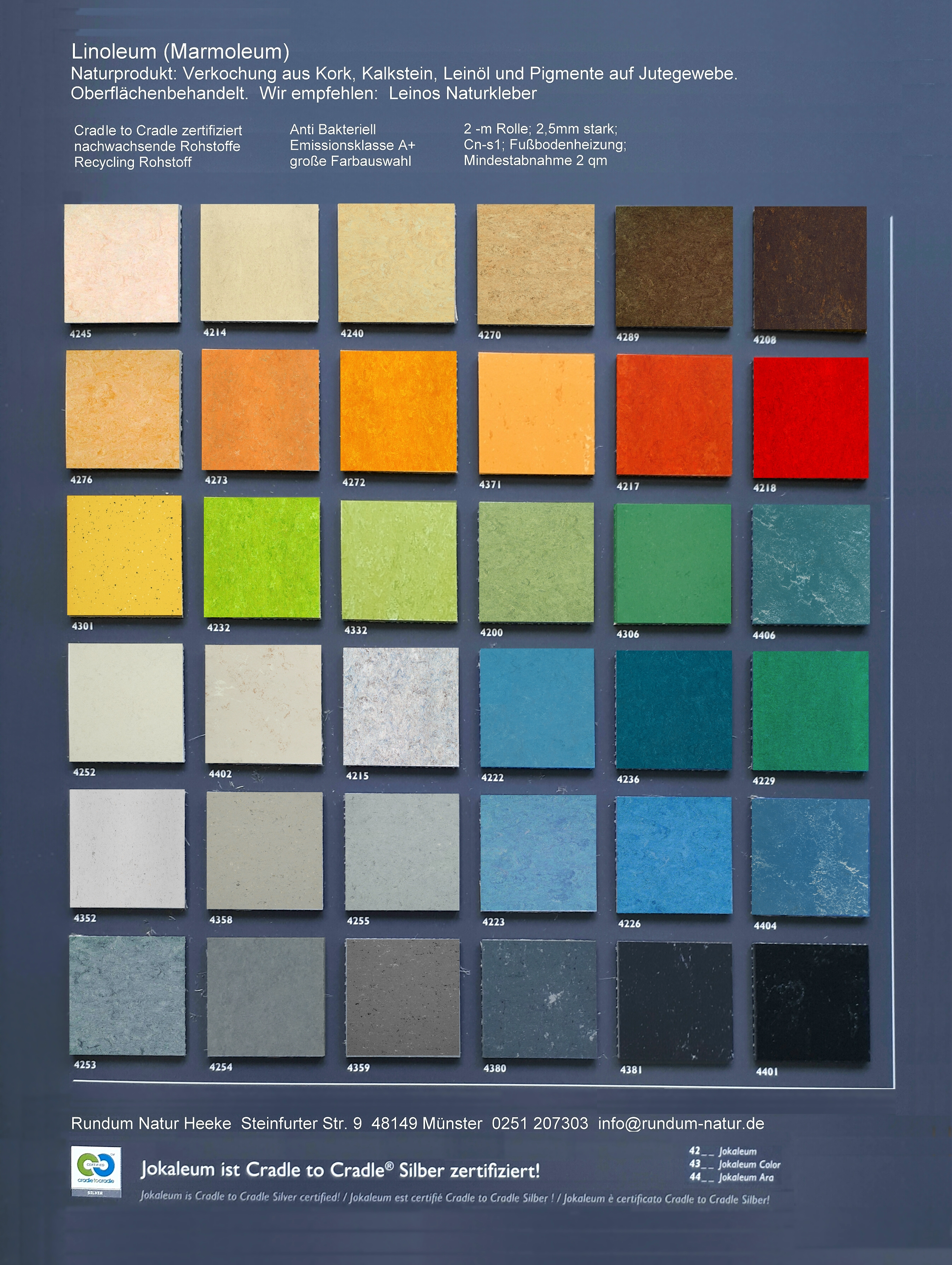 linoleum farbtabelle rundum natur jokaleum 