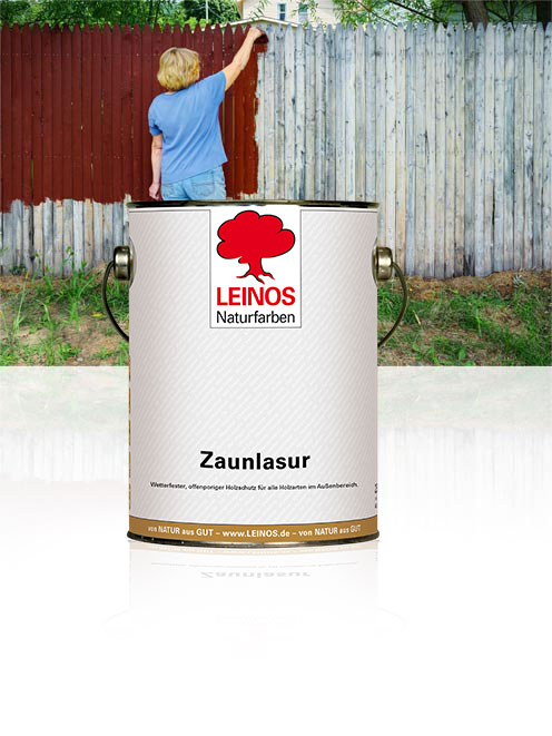 Leinos Zaunlasur. Preiswerter Wetterschutz, lasierend.