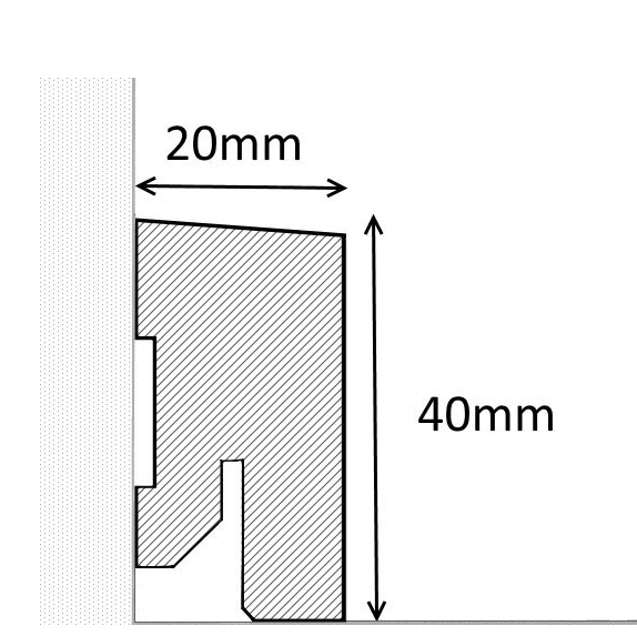 zuschnitt weiss abfallend 40x20x2400mm